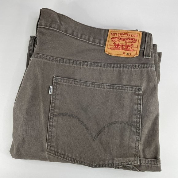 Levi's Gray Canvas Carpenter Shorts Flat Front Mens Size 42  Actual 43‎ - Picture 6 of 9
